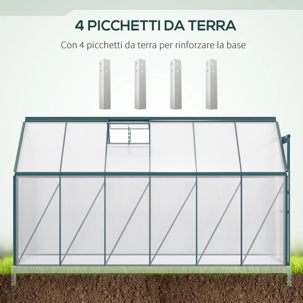 Serra da Giardino ¨C zephmum ¨C Policarbonato Alluminio Verde 190x375x199cm