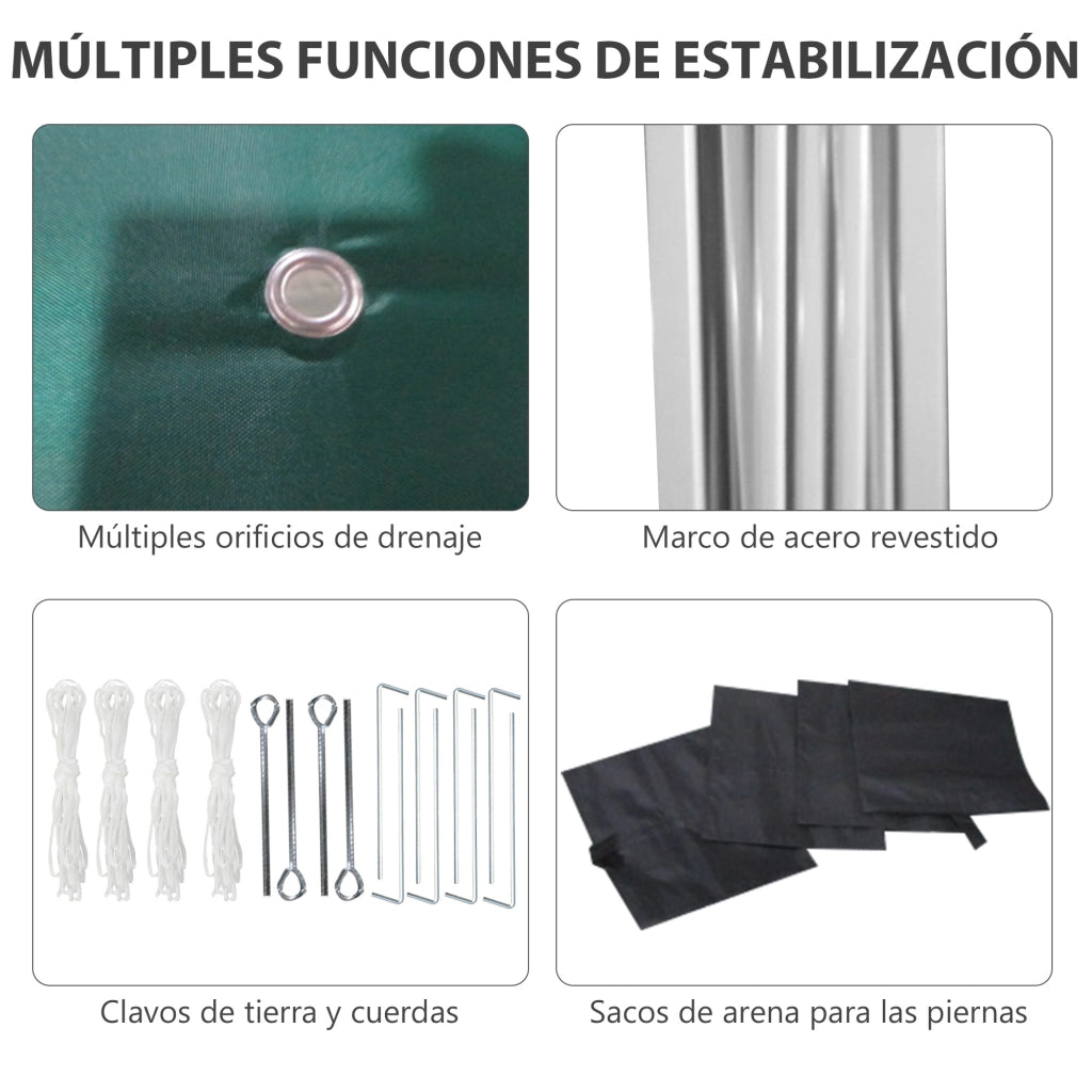 Tenda da giardino pieghevole 3x3 m con pareti laterali anti-UV ¨C zephmum ¨C Verde