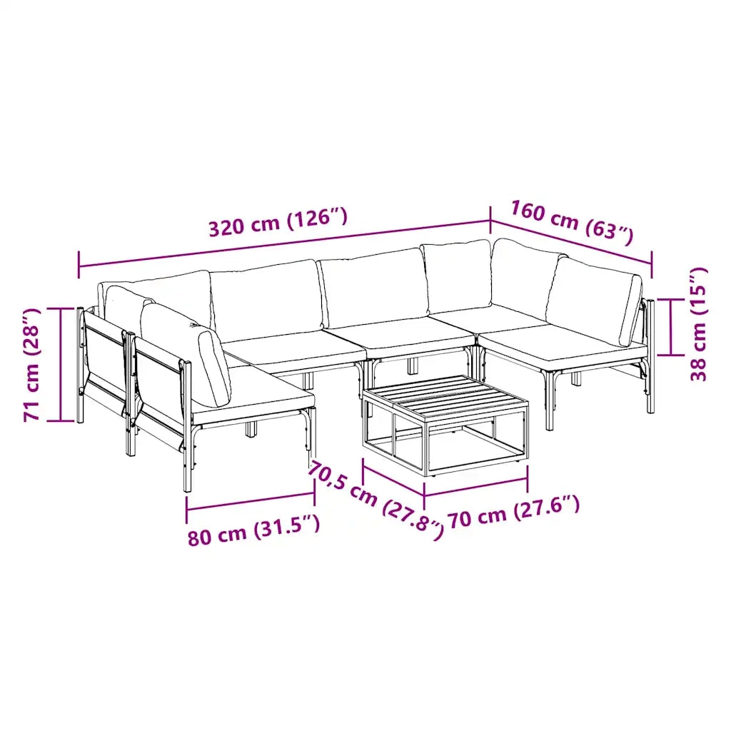 vidaXL Set Divano da Giardino 7 pcs Antracite Acciaio