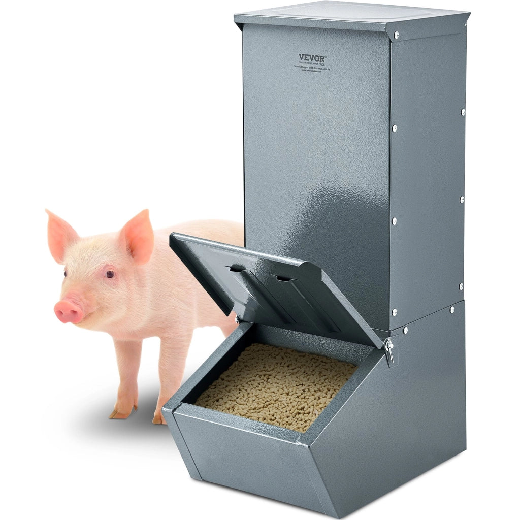 T1090 Mangiatoia per Suini e Suinetti in Acciaio Zincato 90,92 L Porta Singola Distributore Mangime Robusto e Durevole per Bestiame