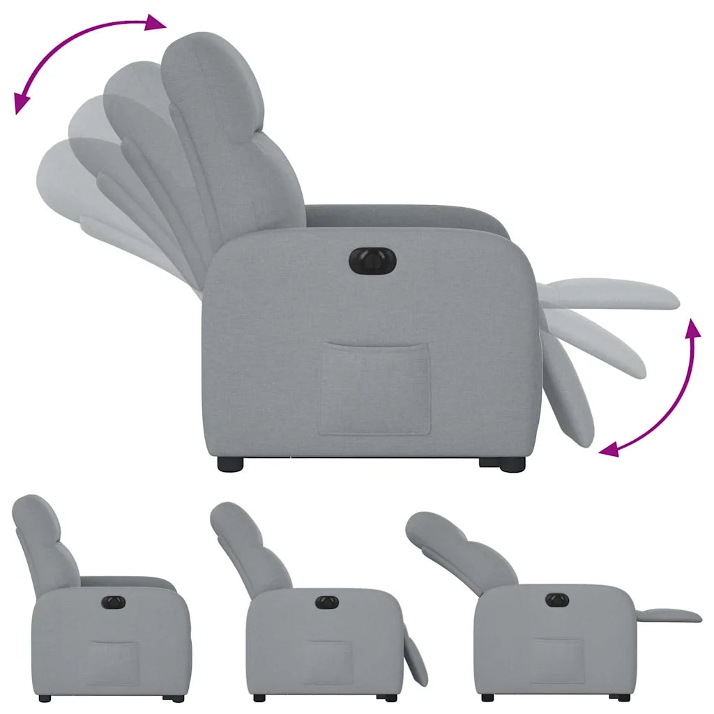 vidaXL Poltrona Reclinante Alzapersona Elettrica Grigio Chiaro Tessuto