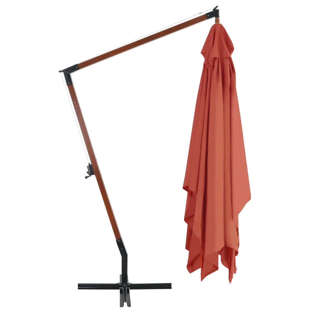 Ombrellone a Sbalzo con Palo in Legno 400x300 cm Terracotta 44494