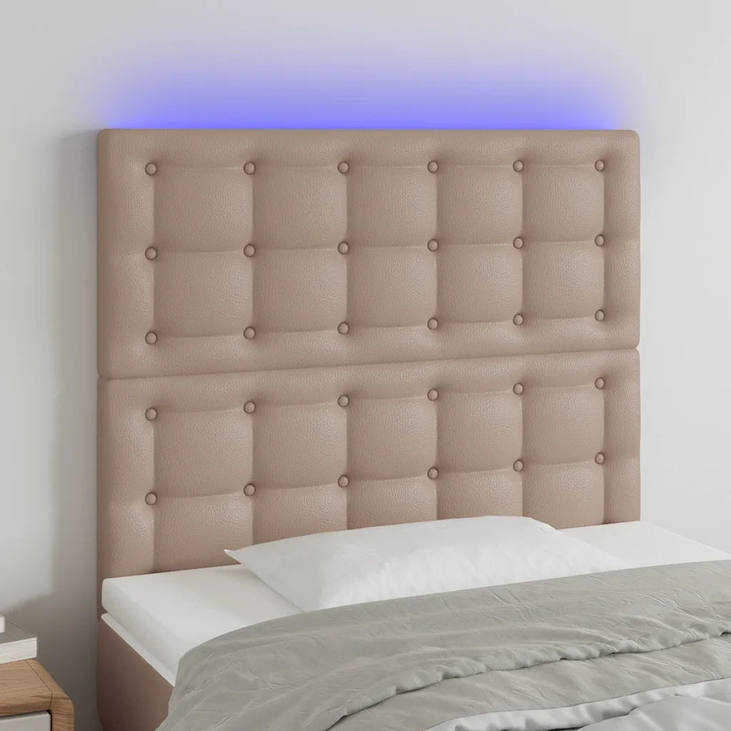 Testiera a LED-Testata con LED Cappuccino 100x5x118/128 cm in Similpelle 358484