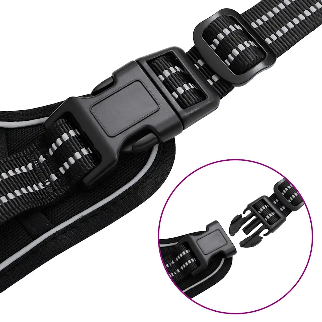 vidaXL Pettorina per Cani con Strisce Riflettenti Regolabile Nera XL