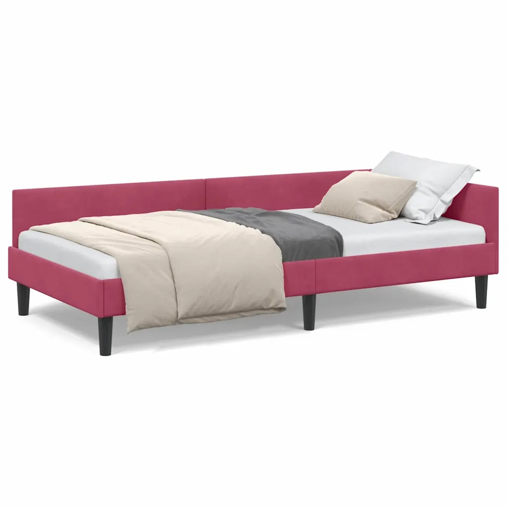 vidaXL Struttura del letto ad angolo Rosso vino 90 x 200 cm