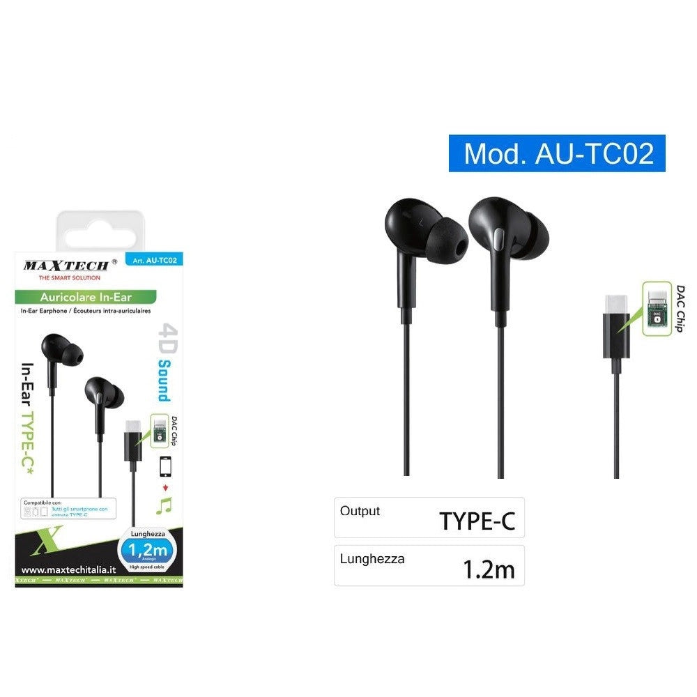Trade Shop - Auricolari Stereo In-ear Cuffie Connettore Type-c Dac Chip Smartphone Au-tc02 -