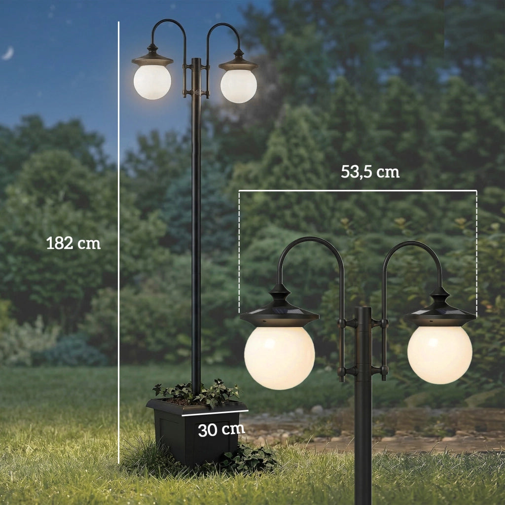 Lampada Solare da Giardino con Vaso ¨C zephmum ¨C 2 Luci IP44 Regolabile