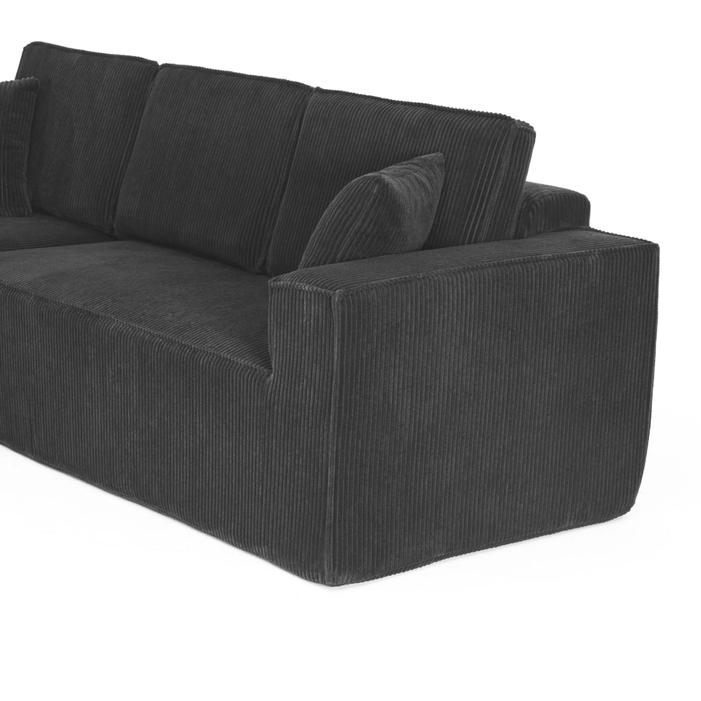 Divano Angolare 2 Posti con Chaise Longue in Tessuto ¨C MINIMAL ¨C Nero, Modulare, Morbido