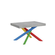 Tavolo allungabile 160/264x90 cm Volantis colore cemento gambe multicolore 4/B