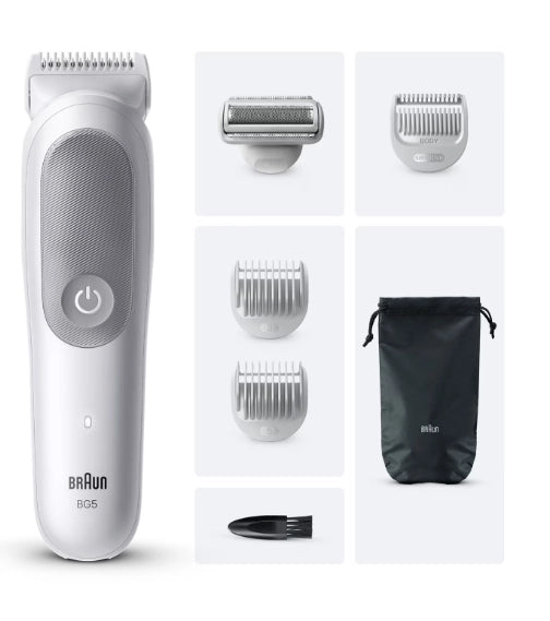 Braun series 5 rasoio elettrico corpo uomo , +6 strumenti di rasatura, impermeabile, bg5550, grigio - 7500435244749