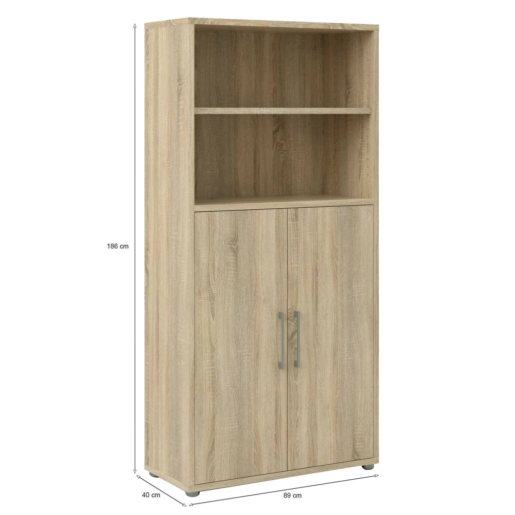 Credenza Saotome, Buffet da soggiorno, Madia da salotto, Dispensa da cucina, 89x40 h186 cm, Quercia