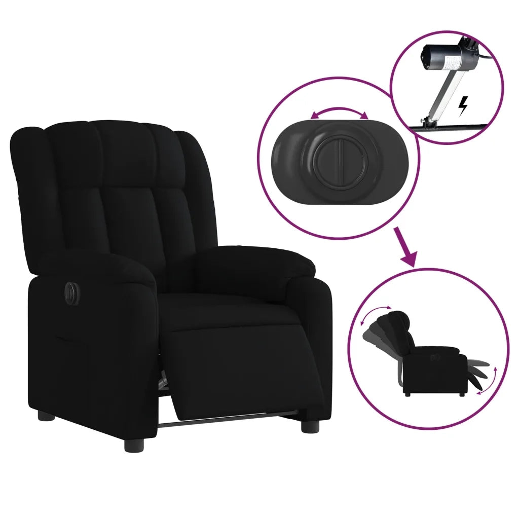 Poltrona | Sedia Relax Elettrica Reclinabile Nera in Tessuto