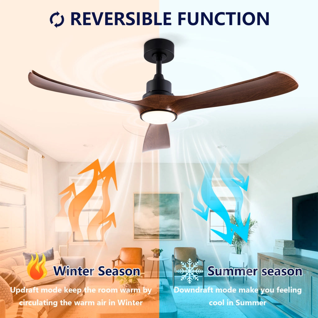 Ventilatore da soffitto 52 pollici con luce e telecomando, funzione memoria, motore reversibile 6 velocit¨¤, 3CCT dimmerabile, moderno
