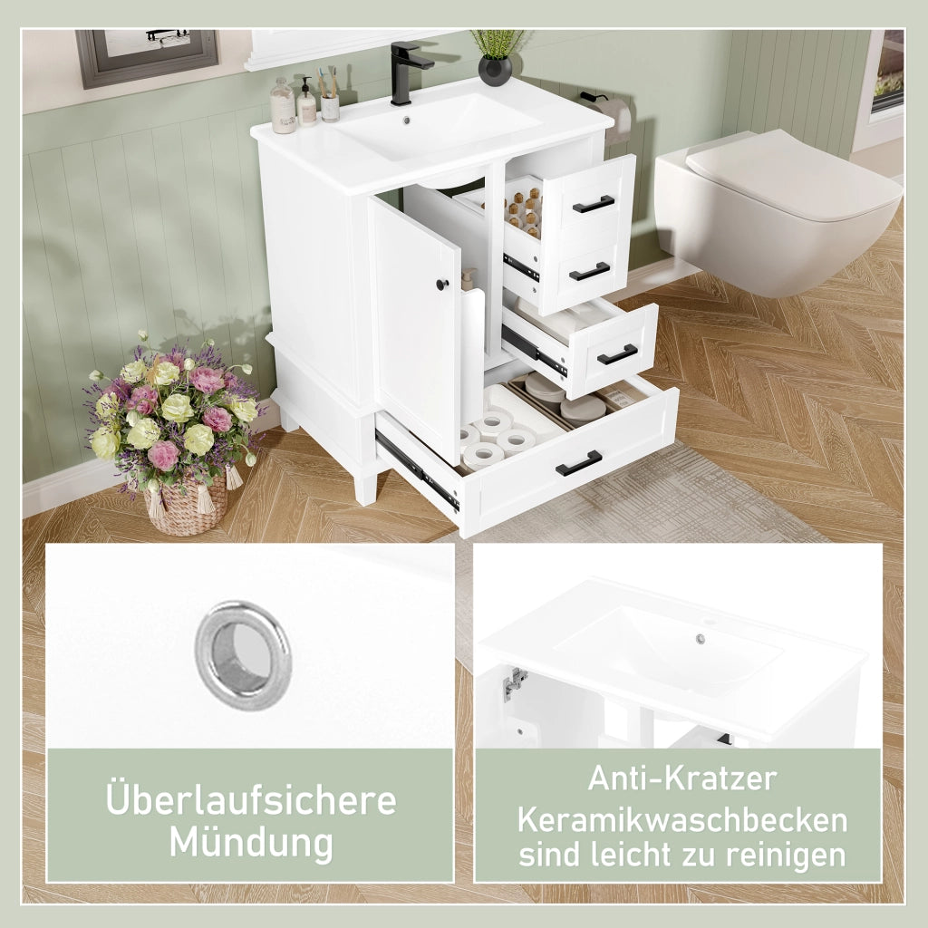 MOBILE BAGNO con lavabo integrato 76x46x83,5 cm MDF bianco freestanding