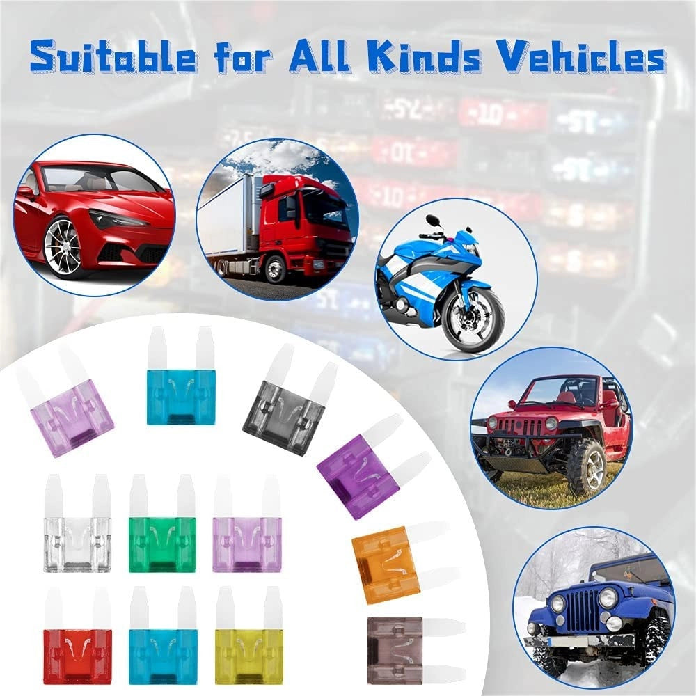 Trade Shop - Fusibili Assortiti 100 Pz Lamellari Per Auto E Moto Barca Kit Mini Fusibbili -