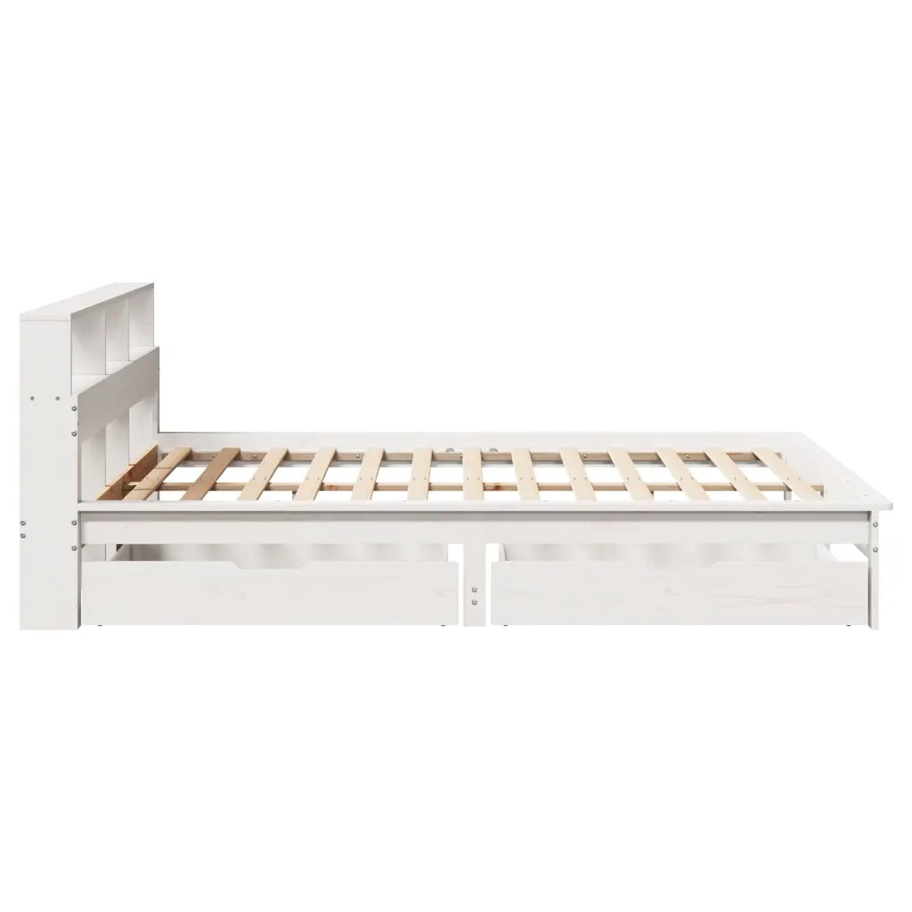 Letto Libreria senza Materasso Bianco 140x200 cm Legno di Pino