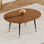 Tavolo da pranzo ovale in MDF e metallo nero e noce per sala da pranzo e cucina