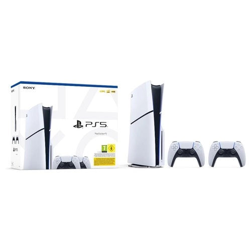 Ps5 console 1tb standard slim white + 2 dualsense ita - 1000050116