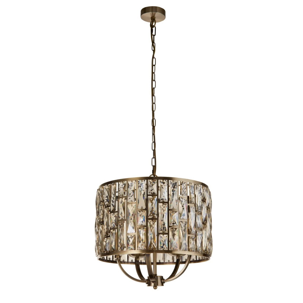 Lampadario Classico Gioiello Acciaio Ottone Vetro 5 Luci E14
