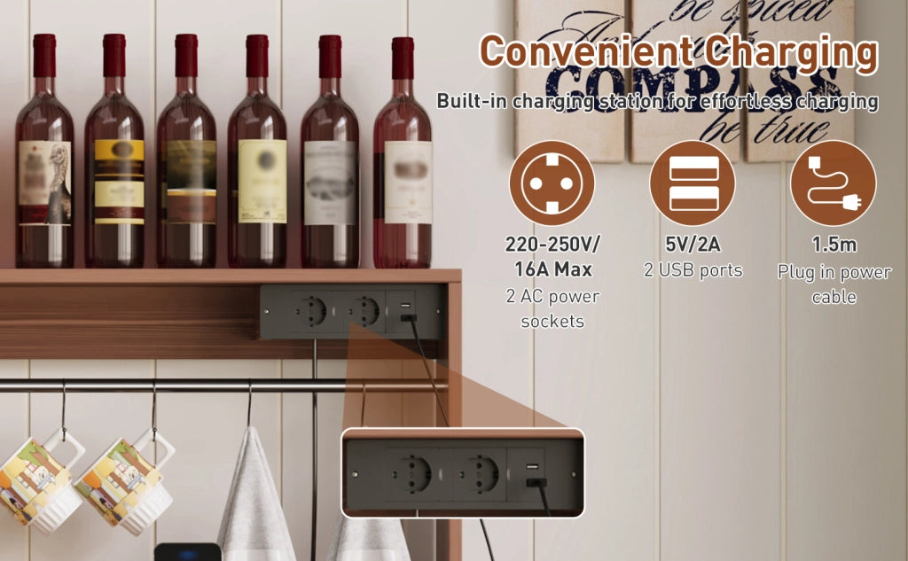 Credenza con Bar e Portabicchieri ¨C MINIMAL ¨C Legno, Ante Scorrevoli, 120 cm