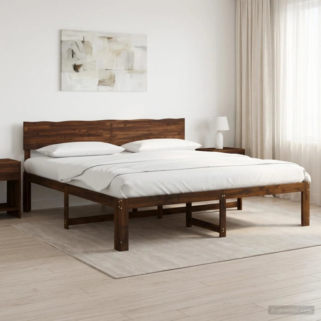 Letto matrimoniale con testiera ROSTOCK Marrone Scuro 3405434