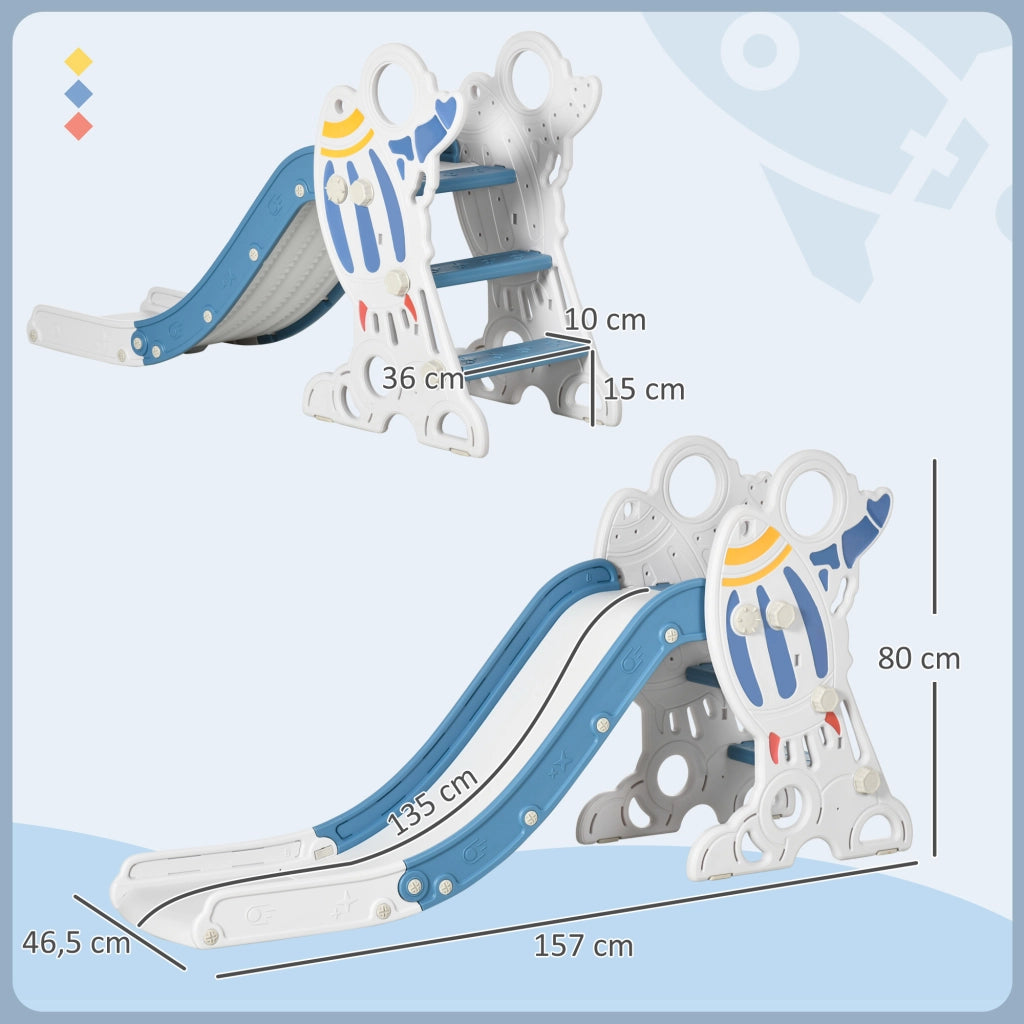Scivolo per Bambini con 3 Scale Antiscivolo ¨C zephmum ¨C Grigio 157x46.5x80 cm