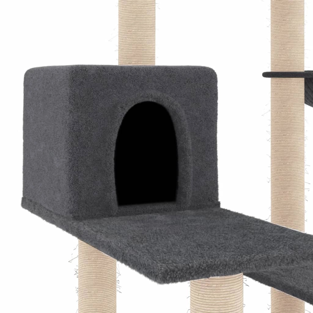 Tiragraffi per gatti Mobili per arrampicata su torre Tiragraffi piattaforma da arrampicata con tiragraffi in sisal scuro 82,5 cm grigio 02_0022708