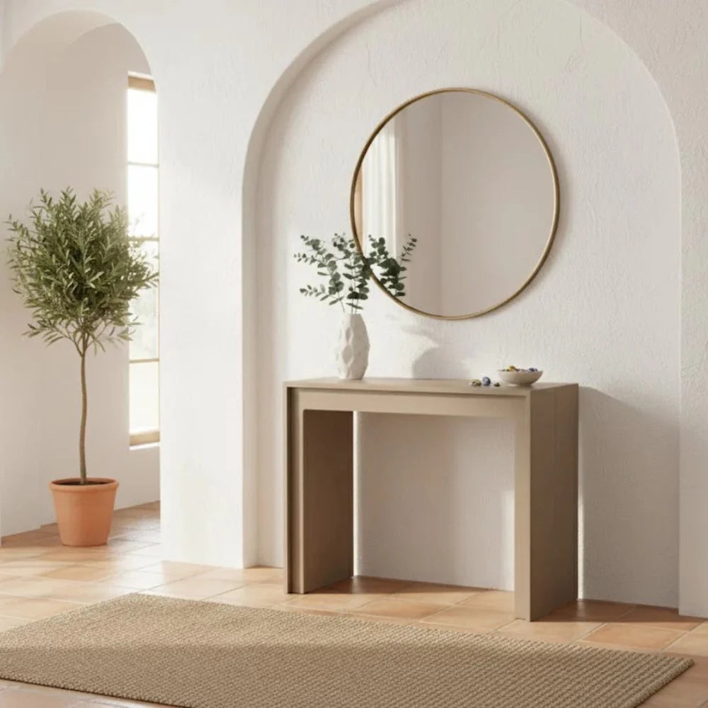 Consolle allungabile salvaspazio tortora Nivara 42,5-302,5x90 cm fino a 12 posti | Duzzle