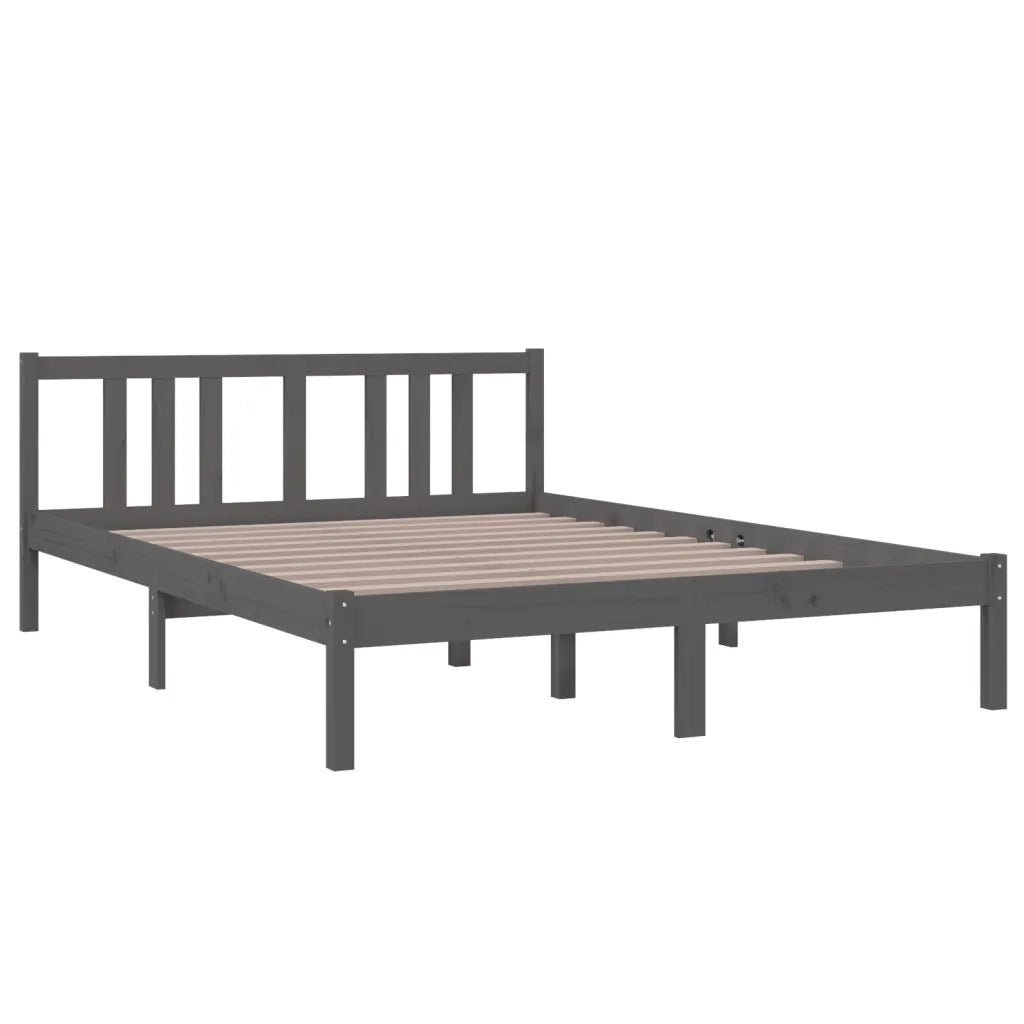 Giroletto-Struttura Letto Grigio in Legno Massello 140x200 cm 607009