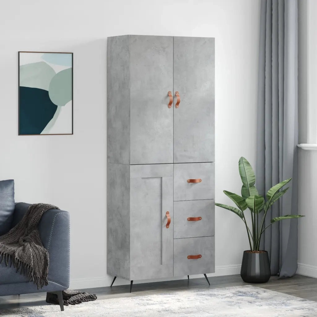 Credenza | Madia | Buffet da pranzo | Armadio da pranzo Grigio Cemento 69,5x34x180 cm in Legno Multistrato