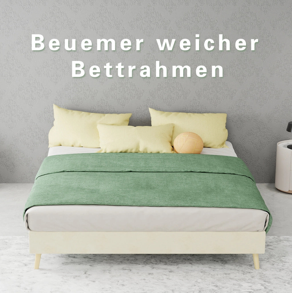 Letto matrimoniale 140x200 cm in velluto Dutch beige