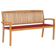 Panca da giardino mobili da esterno per patio panca da terrazza impilabile con cuscino 159 cm legno massello di teak 02_0011696