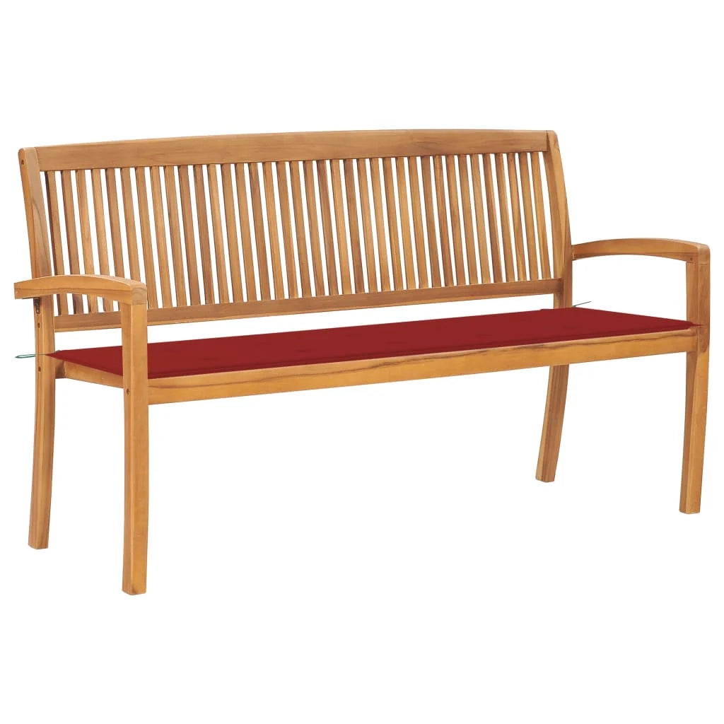 Panca da giardino mobili da esterno per patio panca da terrazza impilabile con cuscino 159 cm legno massello di teak 02_0011696