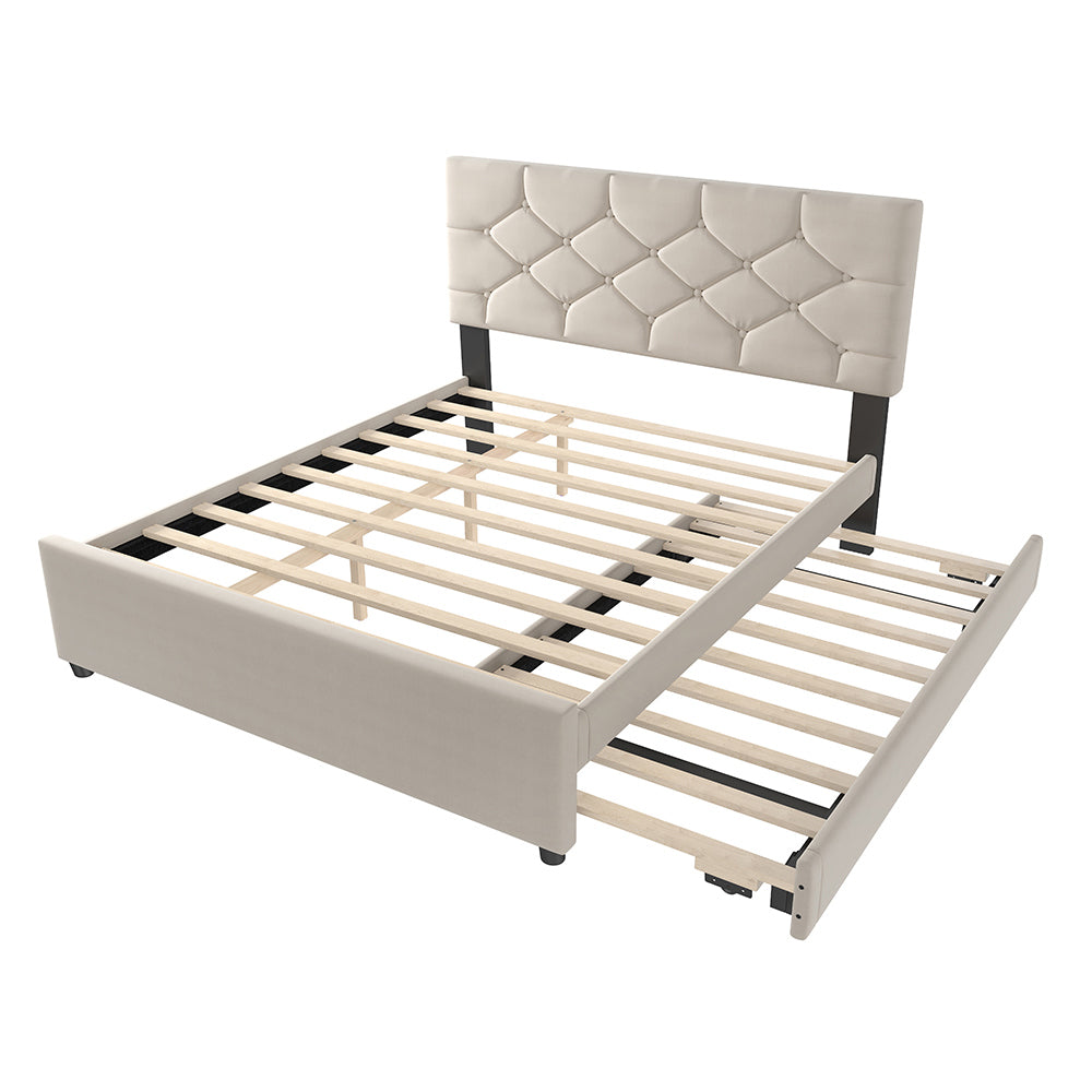 Letto-Xylo-140x200 cm-veluto, cassetto, doghe, minimalista, beige