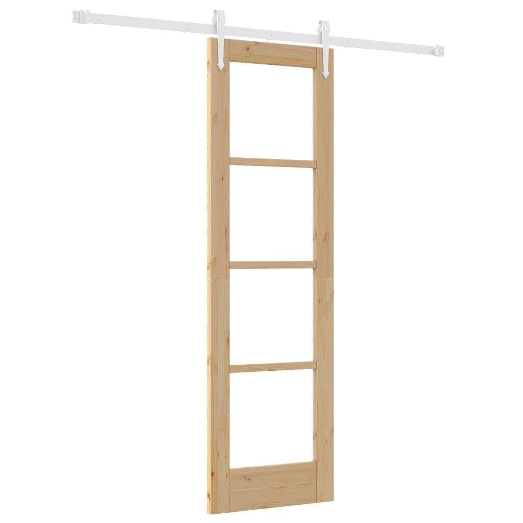 Set di porta scorrevole  con hardware 61x198.5 cm in legno massello di pino
