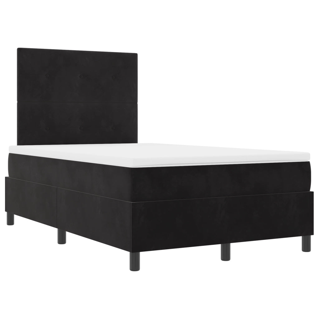Letto Box Spring con Materasso Nero 120x200 cm Velluto