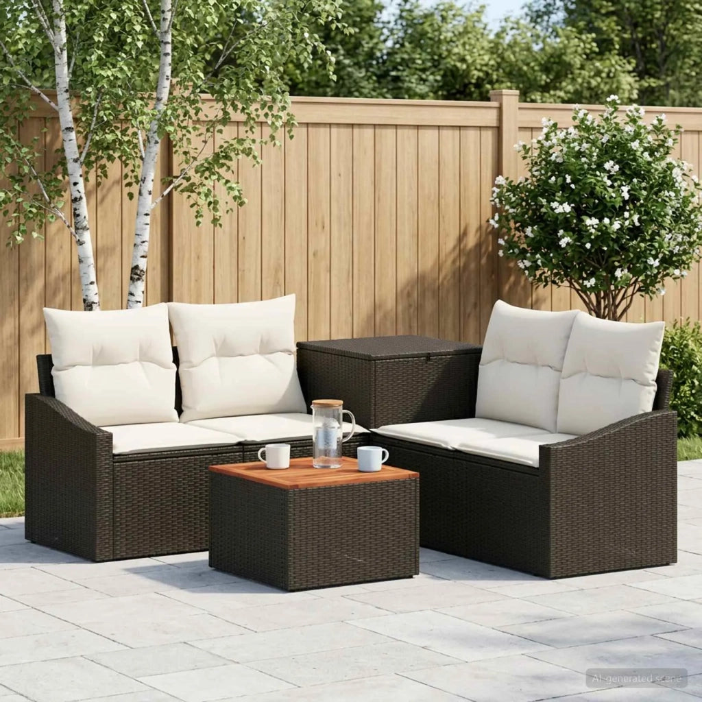 Set di divani 6 pz Nero e Bianco Crema 3447287