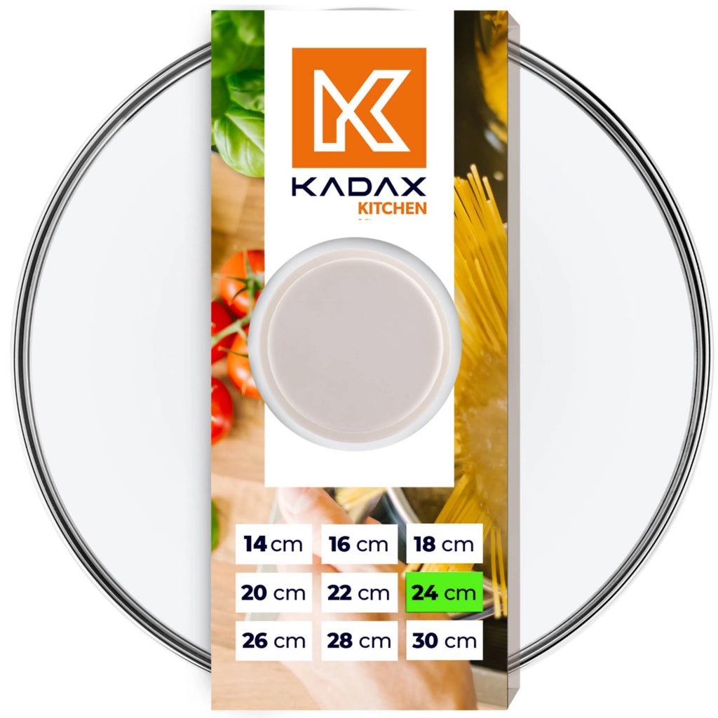 Coperchio in vetro KADAX da 24 cm, universale, resistente al calore, per pentole e padelle.