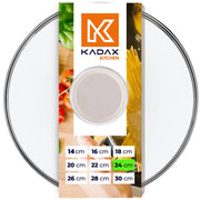 Coperchio in vetro KADAX da 24 cm, universale, resistente al calore, per pentole e padelle.