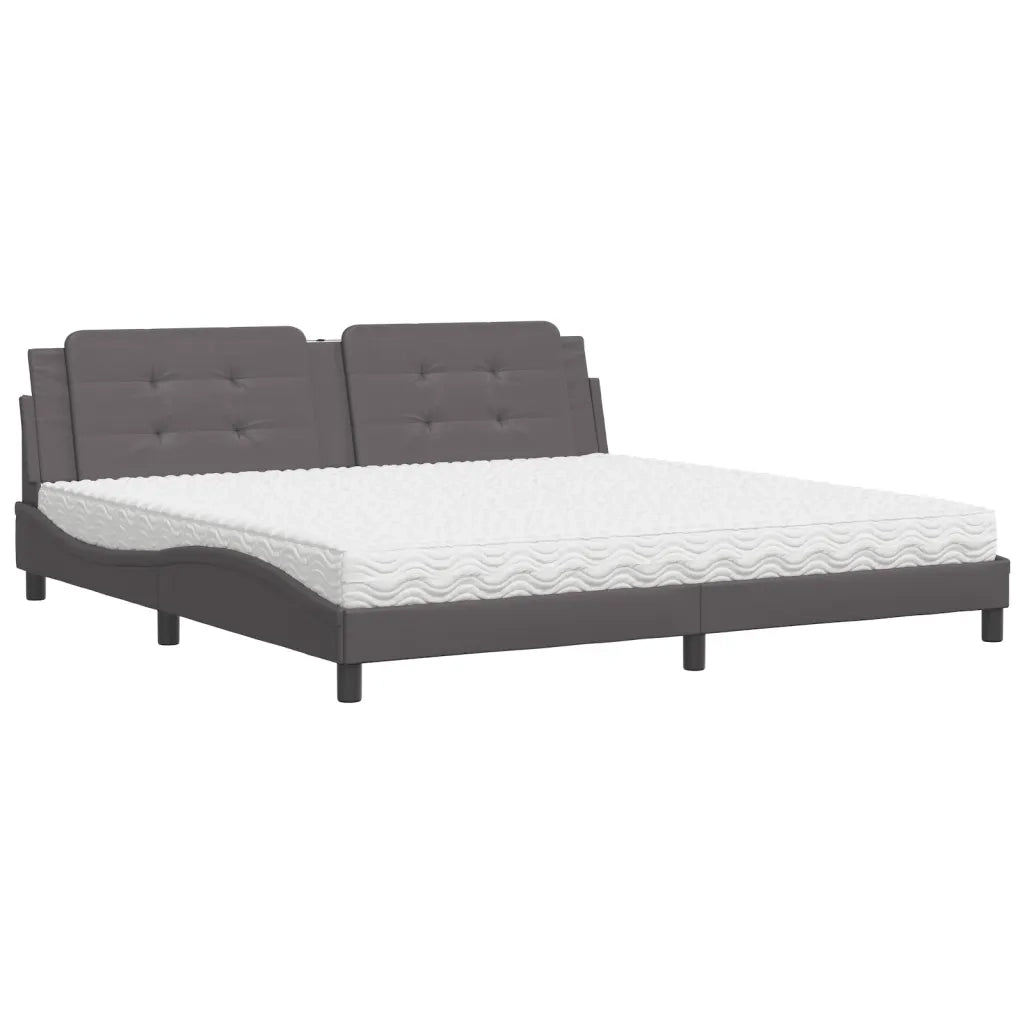 Letto con Materasso Zadar Grigio 200x200 cm in Similpelle 3208890