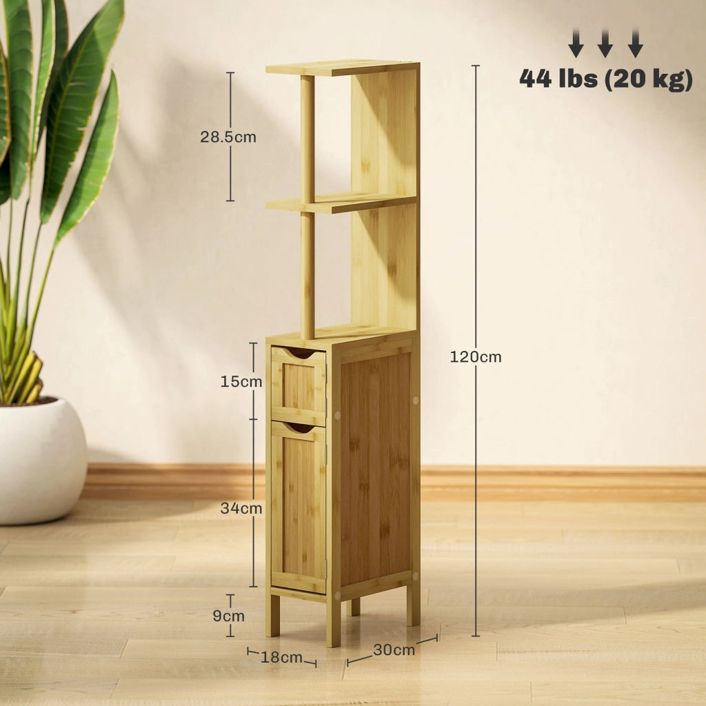 Colonna Bagno con Ripiani e Armadietti ¨C zephmum ¨C Legno 18x30x120 cm
