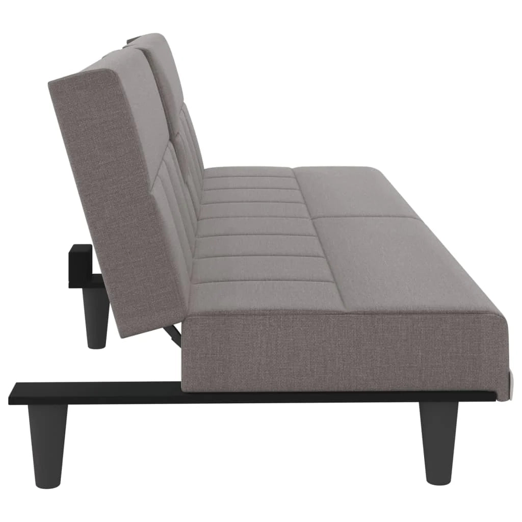 Divano letto con portabicchieri 200 x 89 x 70 cm tessuto tortora 02_0019847