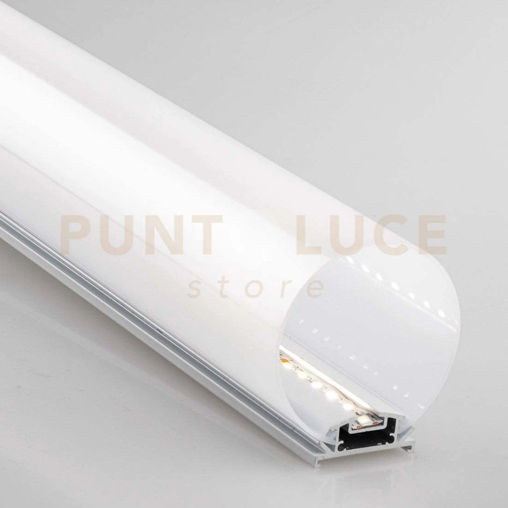 PROFILO TUBE ALLUMINIO E OPALE BIANCO CON TAPPI INCLUSI 200X6CM PER SOFFITTO O SOSPENSIONE