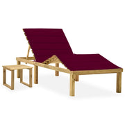 Lettino da Giardino con Tavolino Cuscino Legno Pino Impregnato cod mxl 7821