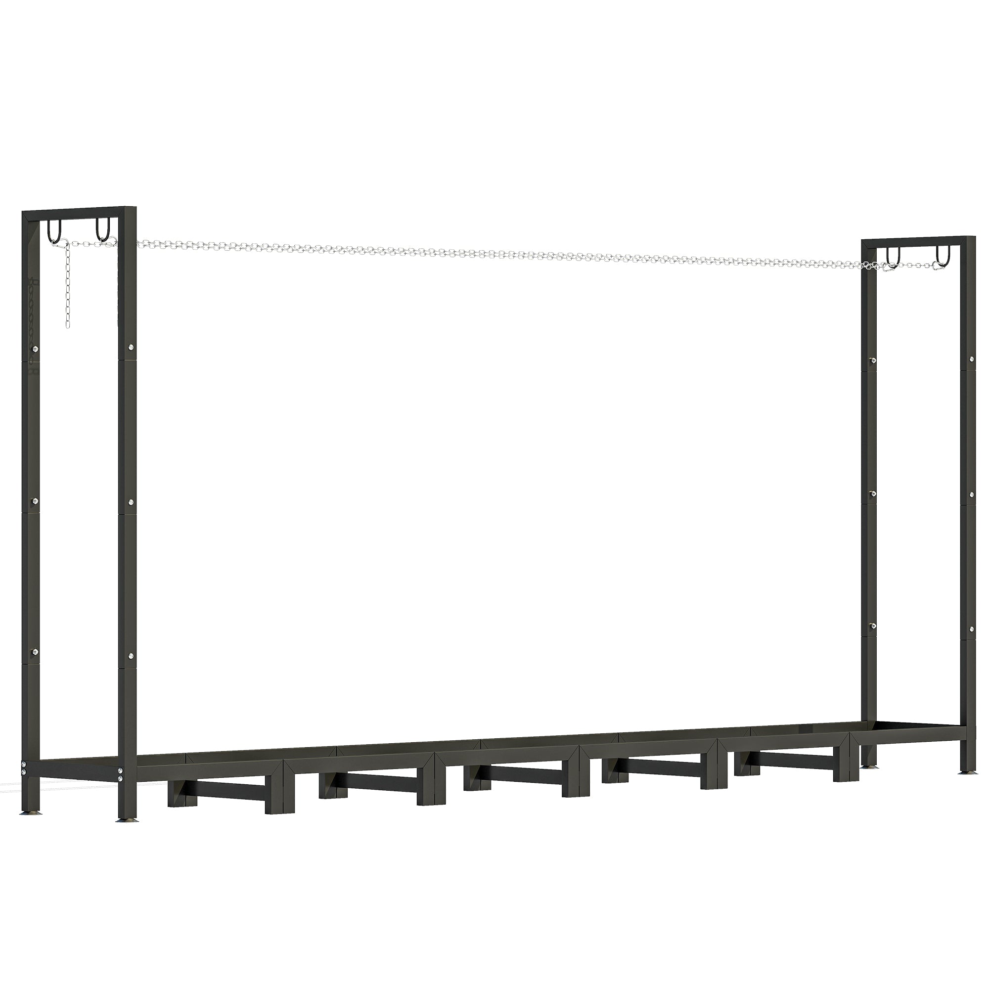 Legnaia Regolabile 235x31x116 cm con Telo Impermeabile e Catene in Acciaio Nero