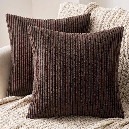 Set di 2 coprisacco di corduroy per cuscino copri cuscino decorativo per divano copri cuscino per salotto 40x40 cm marrone