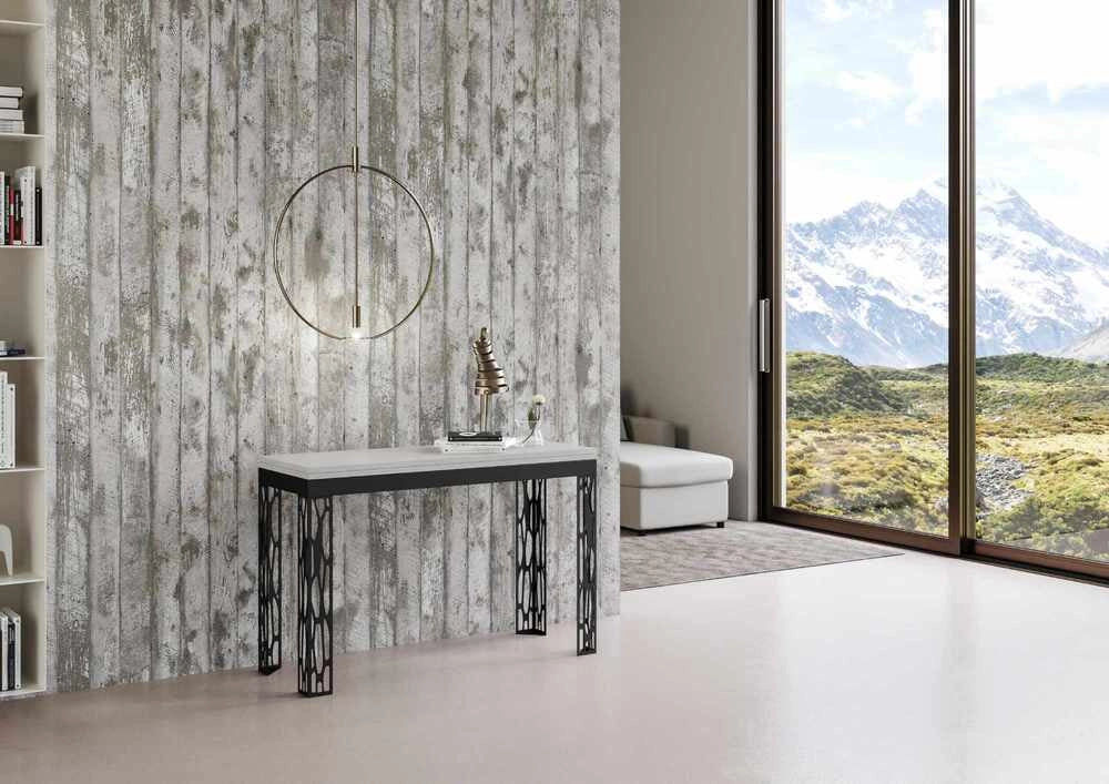 Tavolo Salvaspazio Allungabile 120/200x45/90x80/78 cm Ghibli Double Bianco Frassino