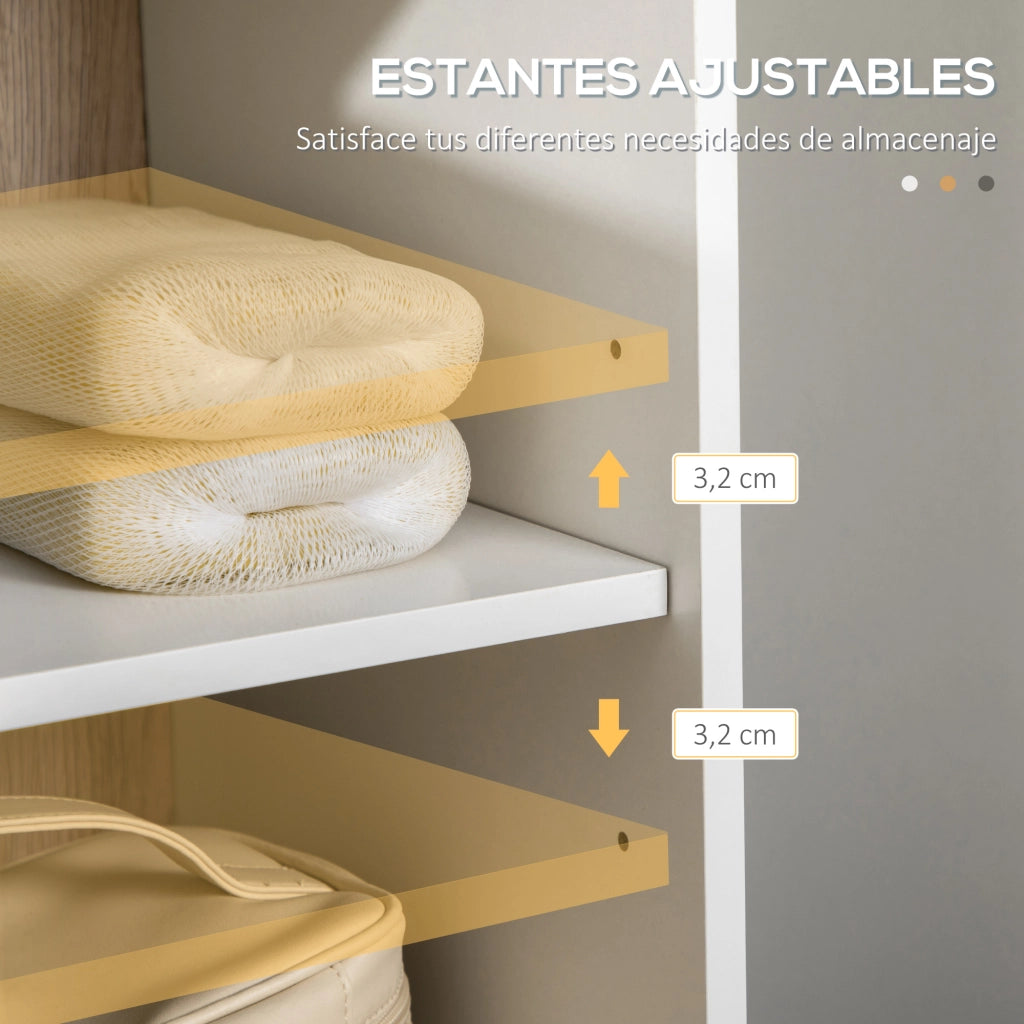 Colonna Bagno con Ante e Ripiani ¨C Zephmum ¨C Bianco e Rovere 31,5x30x169 cm