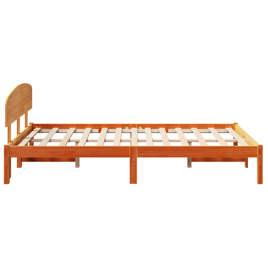 Struttura Letto con Testiera Marrone Cerato 120x200 cm Legno Massello di Pino