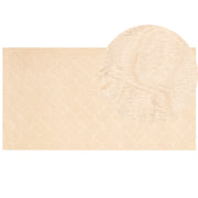 Tappeto in pelle sintetica di coniglio beige 80 x 150 cm motivo a rete soggiorno camera da letto
